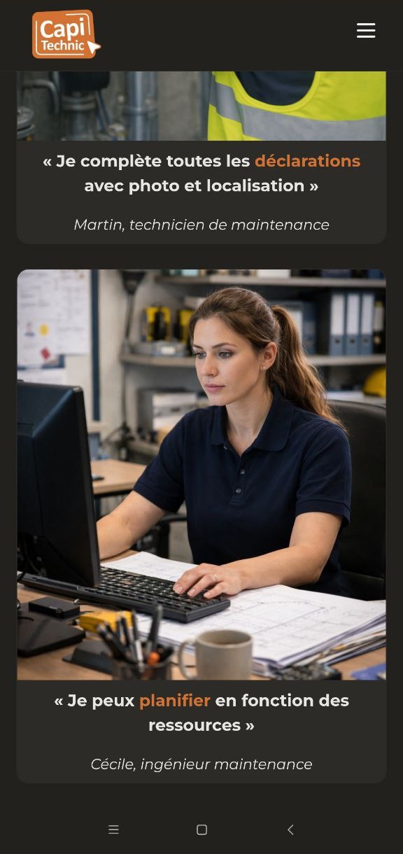 Page cas d'usage du site Capitechnic.com